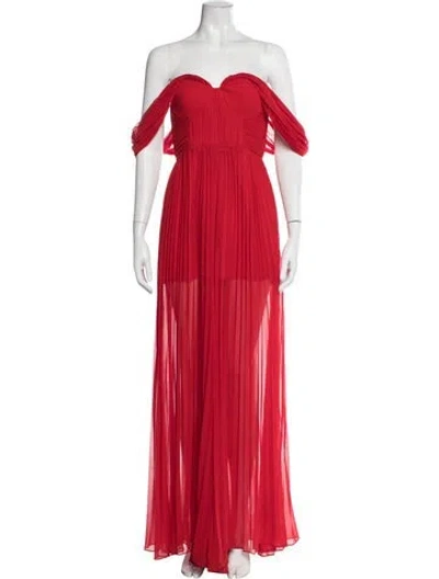 Pre-owned Self-portrait Off-the-shoulder Jumpsuit In Red
