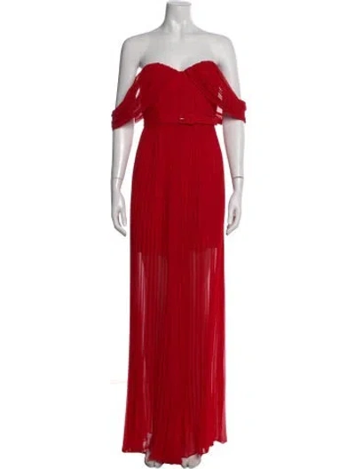 Pre-owned Self-portrait Off-the-shoulder Jumpsuit W/ Tags In Red