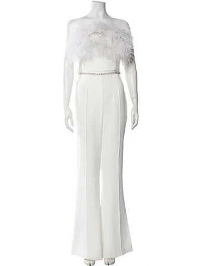 Pre-owned Self-portrait Off-the-shoulder Jumpsuit In White