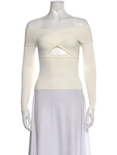 Pre-owned Self-portrait Off-the-shoulder Long Sleeve Top In Neutral