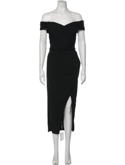 Pre-owned Self-portrait Off-the-shoulder Midi Length Dress In Black