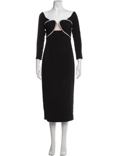 Pre-owned Self-portrait Off-the-shoulder Midi Length Dress W/ Tags In Black