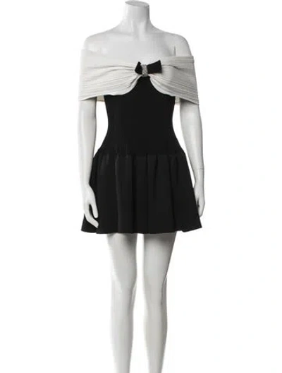 Pre-owned Self-portrait Off-the-shoulder Mini Dress In Black