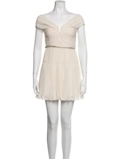 Pre-owned Self-portrait Off-the-shoulder Mini Dress In Neutral