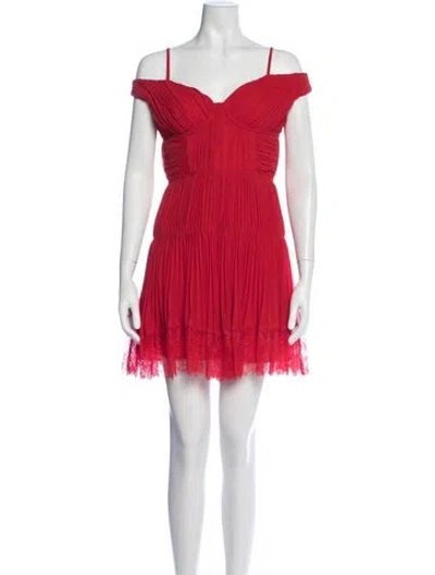 Pre-owned Self-portrait Off-the-shoulder Mini Dress In Red