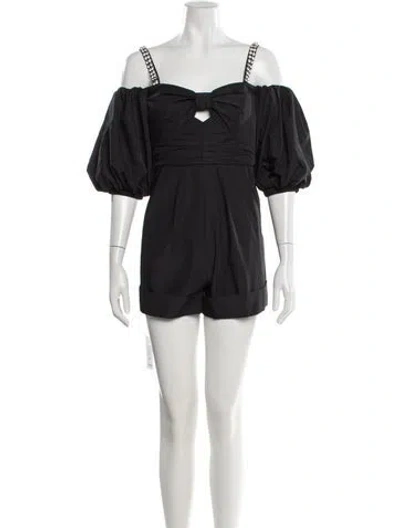 Pre-owned Self-portrait Off-the-shoulder Romper In Black