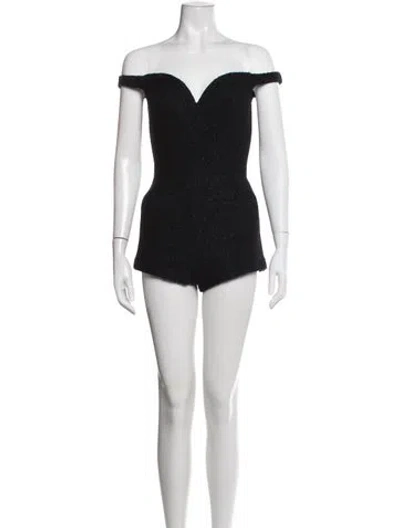 Pre-owned Self-portrait Off-the-shoulder Romper W/ Tags In Black