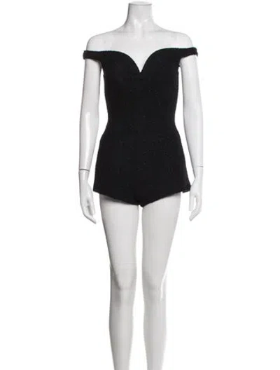 Pre-owned Self-portrait Off-the-shoulder Romper W/ Tags In Black