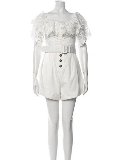 Pre-owned Self-portrait Off-the-shoulder Romper In White