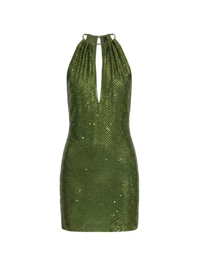 Self-portrait Olive Rhinestone Mini Dress Dresses Green