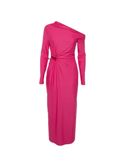 Pre-owned Self-portrait One-shoulder Cut-out Maxi Dress In Pink