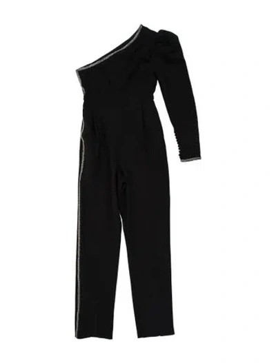 Pre-owned Self-portrait One-shoulder Jumpsuit In Black