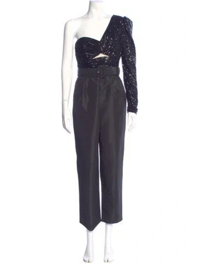 Pre-owned Self-portrait One-shoulder Jumpsuit In Blue