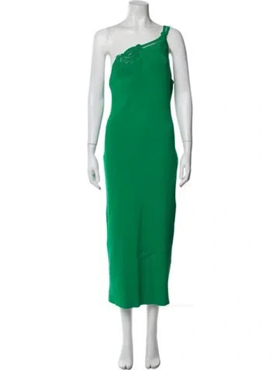 Pre-owned Self-portrait One-shoulder Long Dress W/ Tags In Green