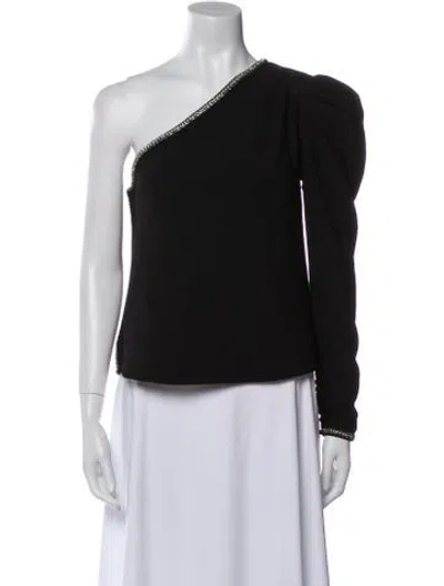Pre-owned Self-portrait One-shoulder Long Sleeve Top In Black