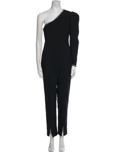 Pre-owned Self-portrait One-shoulder Mini Dress In Black