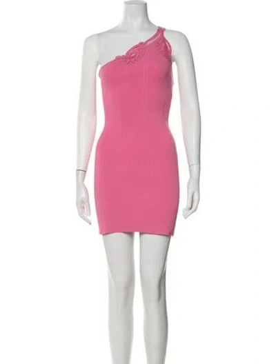 Pre-owned Self-portrait One-shoulder Mini Dress In Pink