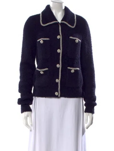 Pre-owned Self-portrait Open Front Sweater In Blue