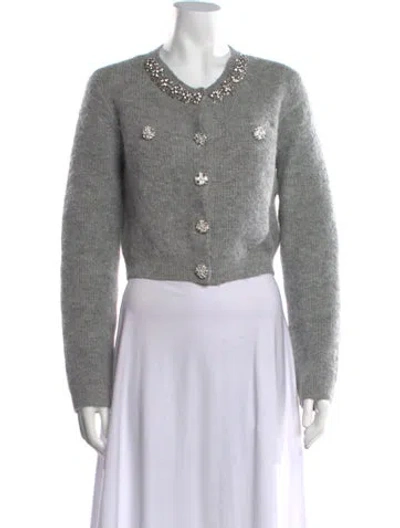 Pre-owned Self-portrait Open Front Sweater In Grey