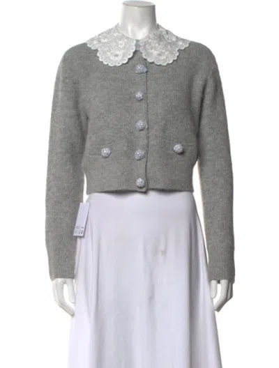 Pre-owned Self-portrait Open Front Sweater W/ Tags In Metallic/neutrals