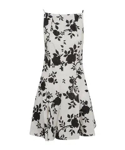 Self-portrait Open-back Bow-detailed Floral-print Linen And Cotton-blend Mini Dress In White