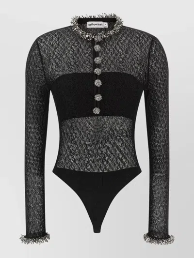 Self-portrait Openwork Knit Bodysuit