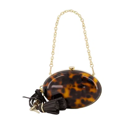 Self-portrait Oval Clutch -  - Acrylic - Brown