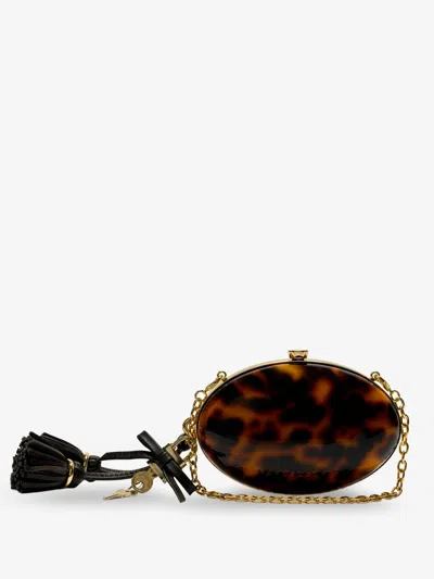 Self-portrait Oval Resin Clutch Bag In Brown