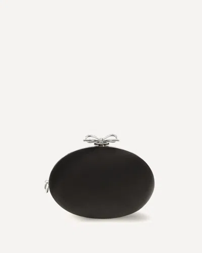 Self-portrait Oval Satin Clutch In Nero