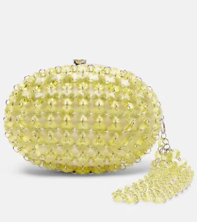 Self-portrait Oval Small Embellished Clutch In Yellow