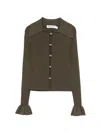 Self-portrait Oversized Collar Keyhole Button-front Shirt In Gray