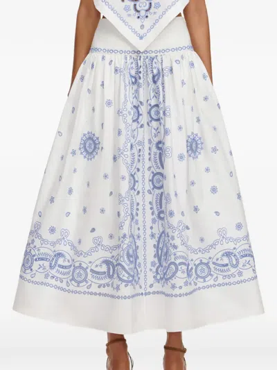Self-portrait Embroidered A-line Skirt In Size 6 In White