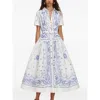 Self-portrait Embroidered Cotton Belted Midi Dress In White