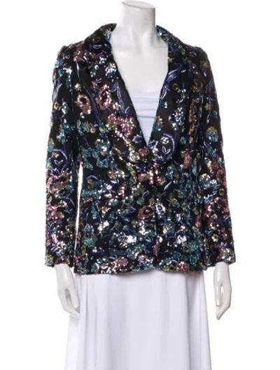 Pre-owned Self-portrait Patterned Blazer In Blue