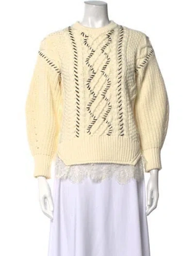 Pre-owned Self-portrait Patterned Crew Neck Sweater In White