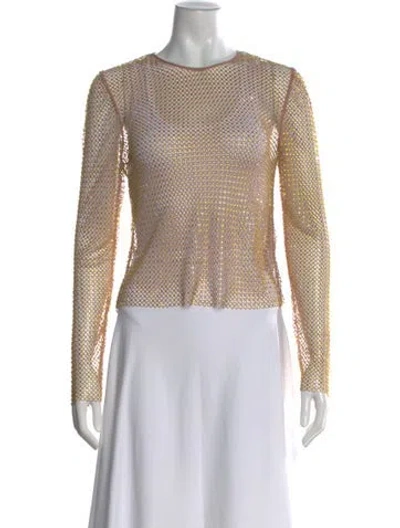 Pre-owned Self-portrait Patterned Crew Neck Top In Neutral