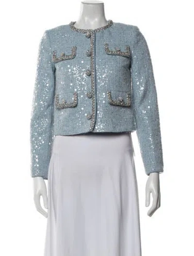 Pre-owned Self-portrait Patterned Jacket In Blue