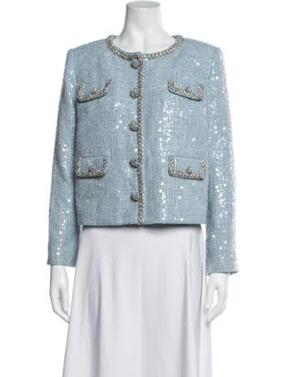 Pre-owned Self-portrait Patterned Jacket In Blue