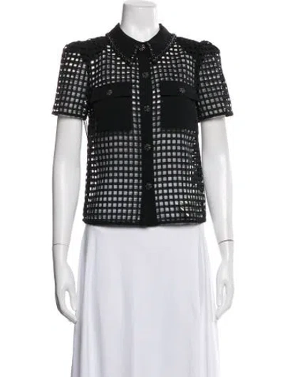 Pre-owned Self-portrait Patterned Jacket W/ Tags In Black