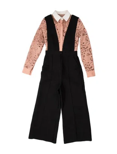 Pre-owned Self-portrait Patterned Jumpsuit In Black