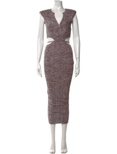 Pre-owned Self-portrait Patterned Long Dress In Multi