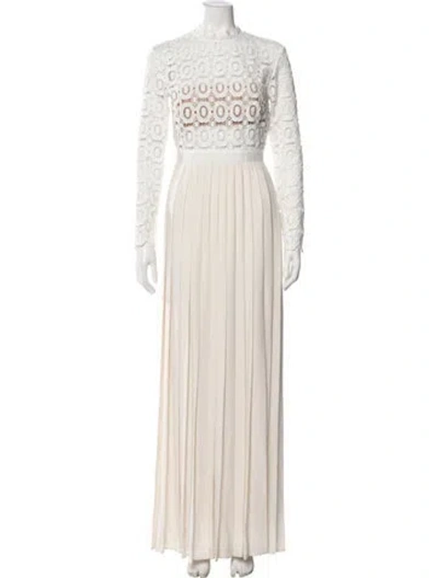 Pre-owned Self-portrait Patterned Long Dress In Neutral