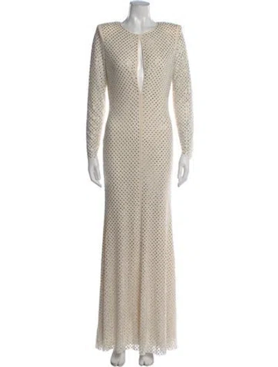 Pre-owned Self-portrait Patterned Long Dress In Neutral