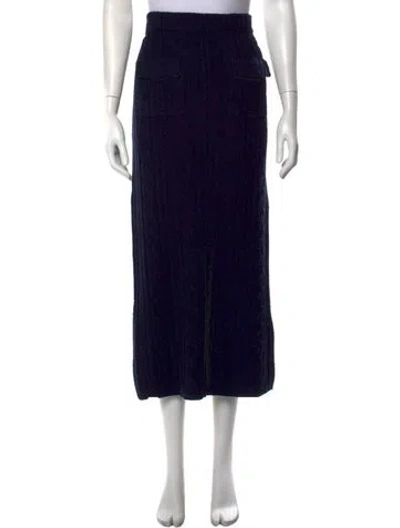 Pre-owned Self-portrait Patterned Midi Length Skirt In Blue