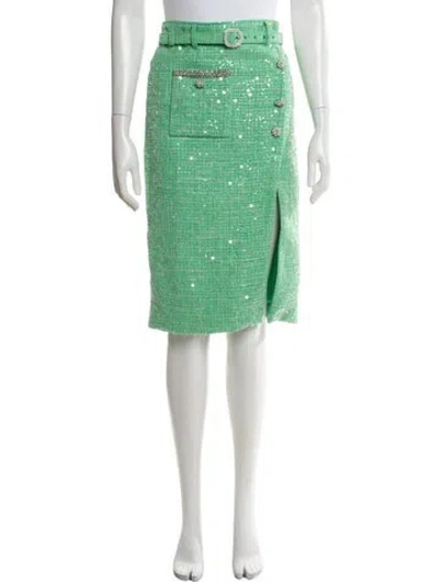 Pre-owned Self-portrait Patterned Midi Length Skirt In Green