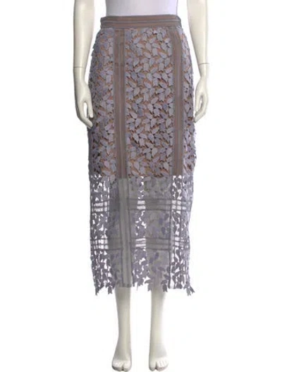 Pre-owned Self-portrait Patterned Midi Length Skirt In Purple