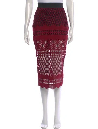Pre-owned Self-portrait Patterned Midi Length Skirt In Red