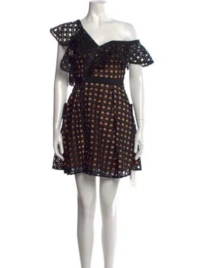 Pre-owned Self-portrait Patterned Mini Dress In Black