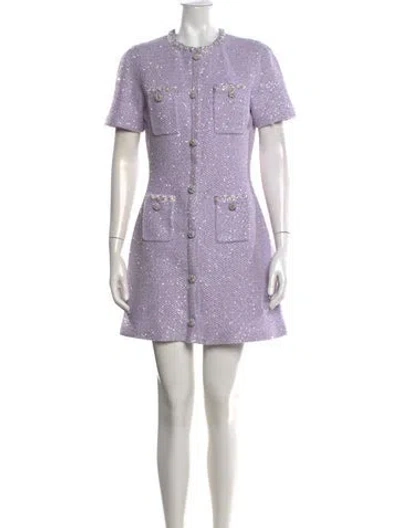 Pre-owned Self-portrait Patterned Mini Dress In Purple