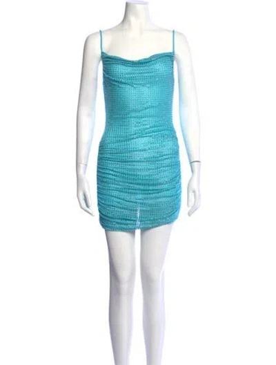 Pre-owned Self-portrait Patterned Mini Dress W/ Tags In Blue